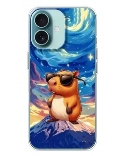 Чехол для iPhone 16 Plus с картинкой «Капибара Ван Гога»