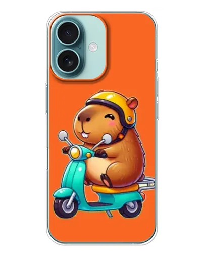 Чехол для iPhone 16 Plus с картинкой «Капибара на скутере» Чехол для iPhone 16 Plus с картинкой «Капибара на скутере»