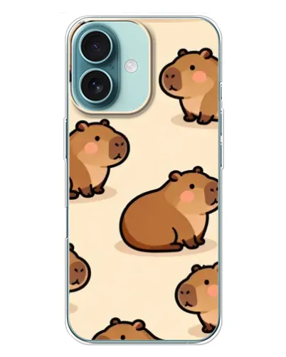 Чехол для iPhone 16 Plus с картинкой «Паттерн милых капибар» Чехол для iPhone 16 Plus с картинкой «Паттерн милых капибар»