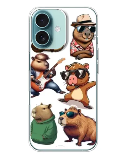Чехол для iPhone 16 Plus с картинкой «Крутые капибары музыканты» Чехол для iPhone 16 Plus с картинкой «Крутые капибары музыканты»