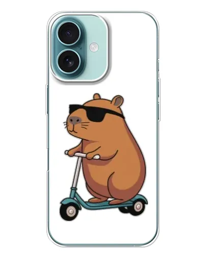 Чехол для iPhone 16 Plus с картинкой «Капибара на самокате» Чехол для iPhone 16 Plus с картинкой «Капибара на самокате»