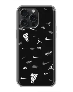 Чехол для iPhone 16 Pro Max с картинкой «Nike Black Pattern» Чехол для iPhone 16 Pro Max с картинкой «Nike Black Pattern»