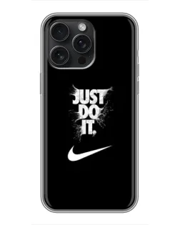 Чехол для iPhone 16 Pro Max с картинкой «Текстовый принт Nike»
