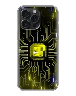 Чехол для iPhone 16 Pro Max с картинкой «Nike — золотая искра»