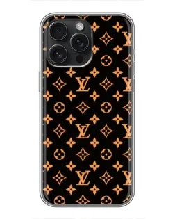 Чехол для iPhone 16 Pro Max с картинкой «Золотая монограмма LV»