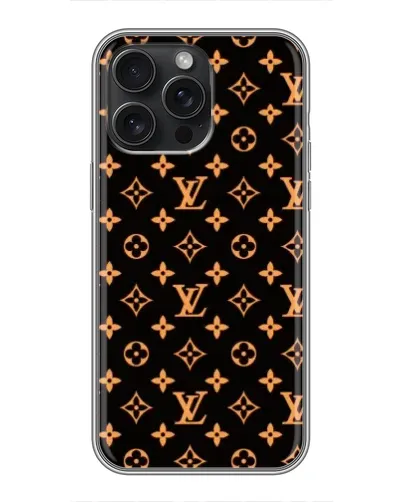 Чехол для iPhone 16 Pro Max с картинкой «Золотая монограмма LV»