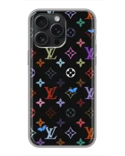Чехол для iPhone 16 Pro Max с картинкой «Цветная монограмма LV»
