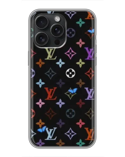 Чехол для iPhone 16 Pro Max с картинкой «Цветная монограмма LV»
