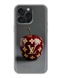 Чехол для iPhone 16 Pro Max с картинкой «Красное яблоко LV»