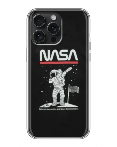 Чехол для iPhone 16 Pro Max с картинкой «NASA — шагаем по Луне»