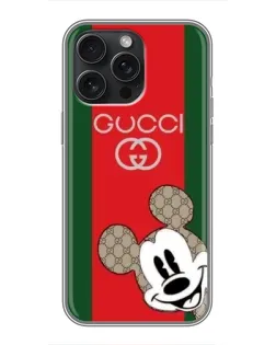 Чохол для iPhone 16 Pro Max з картинкою «Gucci — смуги та Міккі»