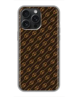 Чохол для iPhone 16 Pro Max з картинкою «Gucci — золоті діагоналі»