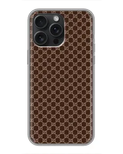 Чохол для iPhone 16 Pro Max з картинкою «Gucci — шоколадна сітка»