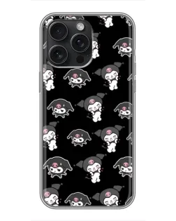 Чехол для iPhone 16 Pro Max с картинкой «Черный паттерн Kuromi»
