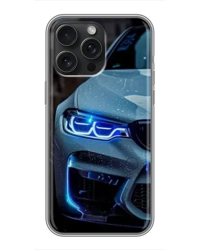 Чехол для iPhone 16 Pro Max с картинкой «Взгляд BMW с синими фарами» Чехол для iPhone 16 Pro Max с картинкой «Взгляд BMW с синими фарами»