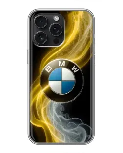 Чехол для iPhone 16 Pro Max с картинкой «Золотистый дым BMW»