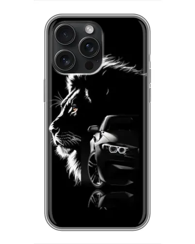 Чехол для iPhone 16 Pro Max с картинкой «BMW и лев» Чехол для iPhone 16 Pro Max с картинкой «BMW и лев»