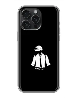 Чехол для iPhone 16 Pro Max с картинкой «PUBG — белый шлем»