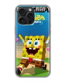 Чохол для iPhone 16 Pro Max з картинкою «Губка Боб Minecraft»