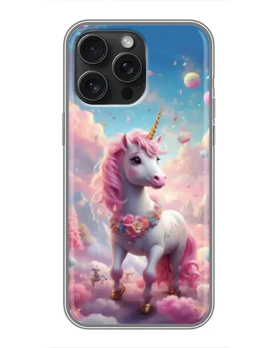 Чехол для iPhone 16 Pro Max с картинкой «Единорог среди облаков»