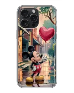 Чехол для iPhone 16 Pro Max с картинкой «Микки и шарик-сердце»