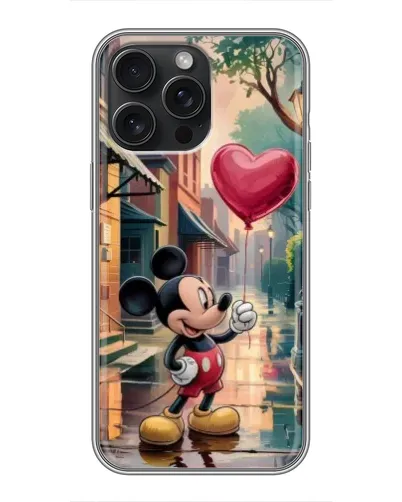 Чехол для iPhone 16 Pro Max с картинкой «Микки и шарик-сердце»