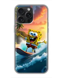 Чехол для iPhone 16 Pro Max с картинкой «Губка Боб серфингист» Чехол для iPhone 16 Pro Max с картинкой «Губка Боб серфингист»