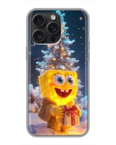 Чехол для iPhone 16 Pro Max с картинкой «Рождественский Спанч Боб»