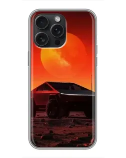 Чехол для iPhone 16 Pro Max с картинкой «Cybertruck на Марсе»