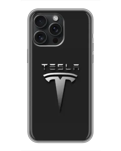 Чехол для iPhone 16 Pro Max с картинкой «Стальной логотип Tesla»