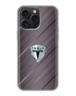 Чехол для iPhone 16 Pro Max с картинкой «Металлическая текстура Tesla»