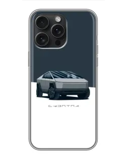 Чехол для iPhone 16 Pro Max с картинкой «Серебристый Cybertruck Tesla»