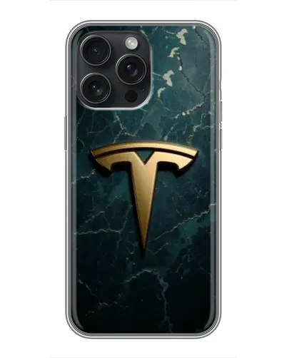 Чехол для iPhone 16 Pro Max с картинкой «Мраморная Tesla Gold»