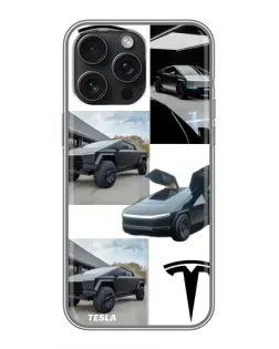Чехол для iPhone 16 Pro Max с картинкой «Коллаж Cybertruck Tesla»