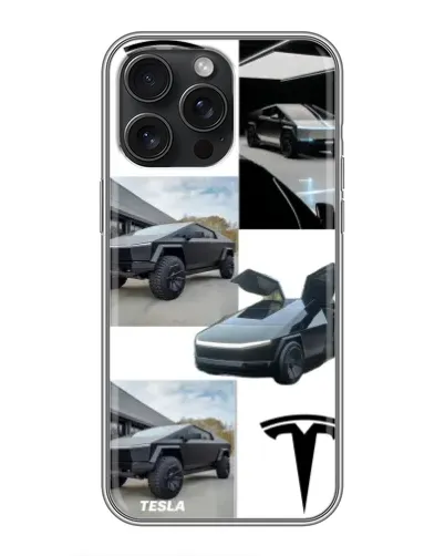 Чехол для iPhone 16 Pro Max с картинкой «Коллаж Cybertruck Tesla»