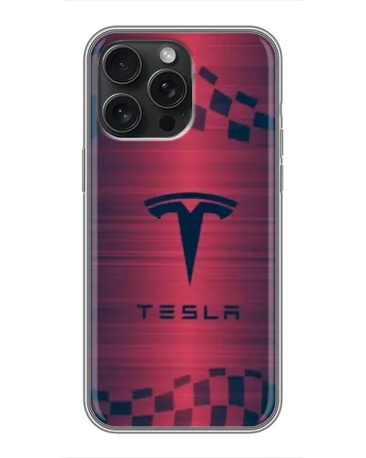 Чехол для iPhone 16 Pro Max с картинкой «Тесла красный карбон»