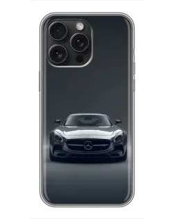 Чехол для iPhone 16 Pro Max с картинкой «Mercedes на черном»