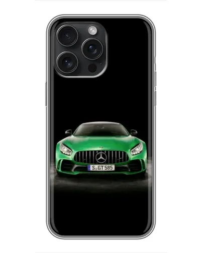 Чехол для iPhone 16 Pro Max с картинкой «Mercedes — неоновый лого»