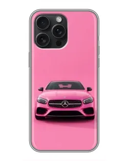 Чехол для iPhone 16 Pro Max с картинкой «Розовый Mercedes AMG»