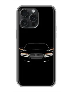 Чехол для iPhone 16 Pro Max с картинкой «Audi — ночной контур»