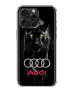 Чехол для iPhone 16 Pro Max с картинкой «Пантера и Audi»