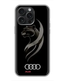 Чехол для iPhone 16 Pro Max с картинкой «Графика — пантера и Audi»
