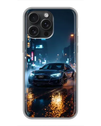 Чехол для iPhone 16 Pro Max с картинкой «Ночной город и Audi»