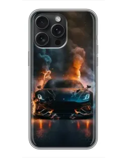 Чехол для iPhone 16 Pro Max с картинкой «Lamborghini дымная эстетика»