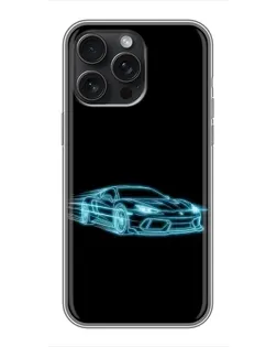 Чехол для iPhone 16 Pro Max с картинкой «Неоновый контур Lamborghini»
