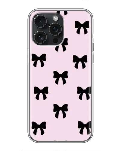 Чехол для iPhone 16 Pro Max с картинкой «Черные банты Coquette»