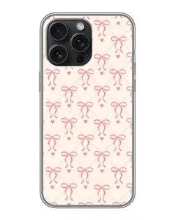 Чехол для iPhone 16 Pro Max с картинкой «Розовые бантики Coquette»