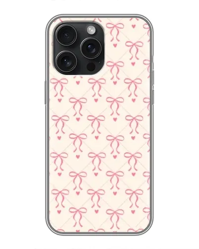 Чехол для iPhone 16 Pro Max с картинкой «Розовые бантики Coquette»