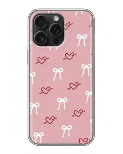 Чехол для iPhone 16 Pro Max с картинкой «Сердца и банты»