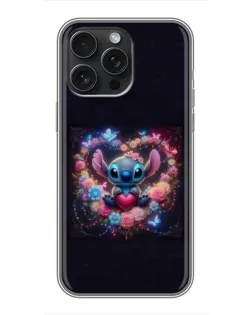 Чохол для iPhone 16 Pro Max з картинкою «Stitch у квітах»